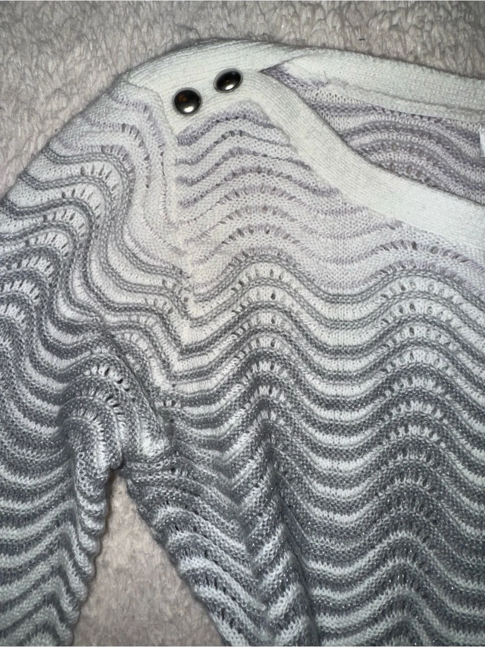 Christopher & Banks Petite Y2K Ombré Open Knit Sweater 🤍🩶🪻